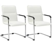 CLP Sillas Cantilever Juego de 2 con reposabrazos Seattle, sillas de Comedor Modernas tapizadas con Cuero sintético, Color:Blanco