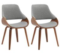 CLP Sillas Comedor Juego de 2 Vangale, con reposabrazos y Respaldo, Acolchadas, Base de Madera Curvada Color Nogal, Color:Nuez/Gris Oscuro, Material:Tela