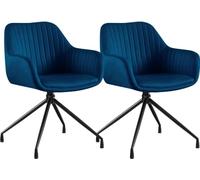 CLP Sillas Comedor Set 2 Novanis, giratorias 180 Grados con Retorno, tapizadas y con reposabrazos, Base metálica Color:Azul Oscuro;Material:Terciopelo