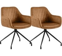 Set de 2 sillas de comedor novanis simil cuero vintage marrón claro 58x58x81 cm