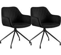Set de 2 sillas de comedor novanis terciopelo negro 58x58x81 cm