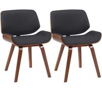 Sillas de comedor, set de 2, beverley, tapizado de tela nogal/negro 41x55x80 cm