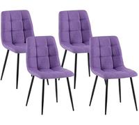 Juego de 4 sillas de comedor antibes tapizadas en tela lila 55x45x84 cm