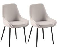 CLP Sillas de Comedor Juego de 2 Elmira, Acolchadas con reposabrazos, Estructura de Metal Resistente, tapizado de Terciopelo fácil de Limpiar, Color:Gris, Material del Soporte:Negro Mate Metal