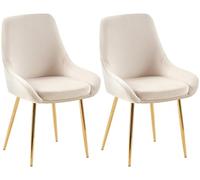 Juego de 2 sillas de comedor elmira terciopelo crema 53x50x86 cm