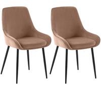 CLP Sillas de Comedor Juego de 2 Elmira, Acolchadas con reposabrazos, Estructura de Metal Resistente, tapizado de Terciopelo fácil de Limpiar, Color:marrón, Material del Soporte:Negro Mate Metal