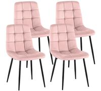 CLP Sillas de Comedor Juego de 4 tapizadas Antibes, sillas de Cocina con Terciopelo, Respaldo y Patas de Metal Negro Color:Fucsia