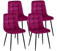 CLP Sillas de Comedor Juego de 4 tapizadas Antibes, sillas de Cocina con Terciopelo, Respaldo y Patas de Metal Negro Color:Violeta