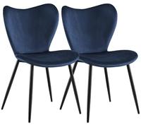 CLP Sillas de Comedor Maika - Juego de 2 Tapizadas Ergonómicas con Respaldo, Estructura de Metal, Soporta hasta 150 kg Color:Azul Oscuro;Material:Terciopelo