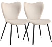CLP Sillas de Comedor Maika - Juego de 2 Tapizadas Ergonómicas con Respaldo, Estructura de Metal, Soporta hasta 150 kg Color:Crema;Material:Tela