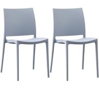 CLP Sillas de Jardin en Juego de 2, apilables y Resistentes a la Intemperie Meton, con reposabrazos, UV, plastico, hasta 150 kg Color:Gris Claro