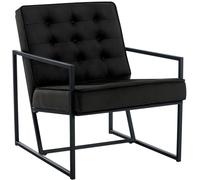 CLP Sillón Avon Moderno en terciopelo, base metálica, reclinable, reposabrazos, Negro 83x63x79.5 cm