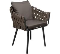 CLP Sillón de jardín Naxos de Cuerda Color Topo con reposabrazos Silla para balcón terraza jardín soporta hasta 150 kg | Color Gris