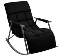 CLP Sillon mecedor Acolchado Elara con reposapies, Respaldo reclinable y Bolsillo Lateral, Apto para Lactancia Color:Negro;Material:Tela