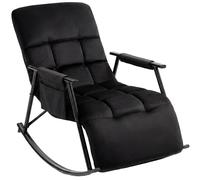CLP Sillon mecedor Acolchado Elara con reposapies, Respaldo reclinable y Bolsillo Lateral, Apto para Lactancia Color:Negro;Material:Terciopelo
