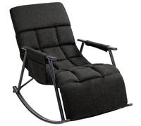 CLP Sillon mecedor Acolchado Elara con reposapies, Respaldo reclinable y Bolsillo Lateral, Apto para Lactancia Color:Gris Oscuro;Material:Tela