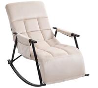 CLP Sillon mecedor Acolchado Elara con reposapies, Respaldo reclinable y Bolsillo Lateral, Apto para Lactancia Color:Crema;Material:Terciopelo