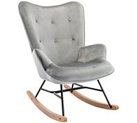 Silla mecedora sanka en terciopelo gris 88x71x98 cm