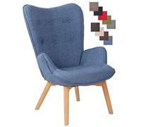 CLP Sillón Orejero Nórdico Durham Tapizado En Tela I Butaca De Salón En Estilo Escandinavo I Sillón De Lectura con Base De Madera I Color:, Color:Azul