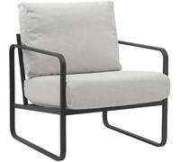 CLP Sillón Relax Manea Tapizado En Polipiel o Tela I Silla Ancha con Base Metálica I Poltrona Elegante & Acolchada, Color:Crema, Material:Tela
