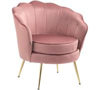 CLP Sillón Rosita Tapizado En Terciopelo I Poltrona De Asinteo & Respaldo Ancho con Base Metálica De 4 Patas Color:Rosa