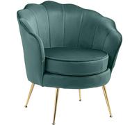 CLP Sillón Rosita Tapizado En Terciopelo I Poltrona De Asinteo & Respaldo Ancho con Base Metálica De 4 Patas, Color:Verde Claro