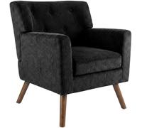 CLP Sillon tapizado Kioni con Pana, butaca con reposabrazos, Sillon orejero hasta 150 kg, Sillon Relax para Salon, Color:Negro