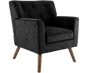 CLP Sillon tapizado Kioni con Pana, butaca con reposabrazos, Sillon orejero hasta 150 kg, Sillon Relax para Salon, Color:Negro