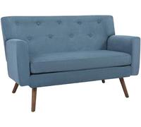 CLP Sofa de 2 plazas Kioni con tapizado de Pana, Comodo para Salon, Acolchado Confortable, soporta hasta 240 kg, Patas de Madera de Caucho, Color:Azul