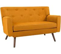 CLP Sofa de 2 plazas Kioni con tapizado de Pana, Comodo para Salon, Acolchado Confortable, soporta hasta 240 kg, Patas de Madera de Caucho, Color:Naranja