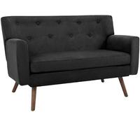 CLP Sofa de 2 plazas Kioni con tapizado de Pana, Comodo para Salon, Acolchado Confortable, soporta hasta 240 kg, Patas de Madera de Caucho, Color:Negro