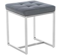 CLP Taburete Bajo Barci en símil cuero – 48 cm asiento – Base acero INOX – Gris