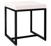CLP Taburete Barci I Asientos Modernos | Taburete tapizado armazón de Hierro Recubierto de Polvo Negro, Color:Crema, Material:Cuero Sintetico