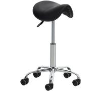 CLP Taburete con Ruedas Reno En Simil Cuero I Taburete De Trabajo Giratorio I Silla De Escritorio Regulable En Altura I Color: | Color Negro