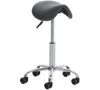 Taburete con ruedas reno simil cuero gris 46x46x53 cm