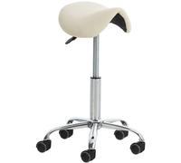 CLP Taburete con Ruedas Reno En Simil Cuero I Taburete De Trabajo Giratorio I Silla De Escritorio Regulable En Altura I Color:, Color:Crema