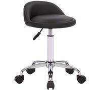 CLP Taburete con Ruedas Teramo Tapizado En Polipiel I Taburete De Trabajo Giratorio & Regulable En Altura Regulable Color:Negro