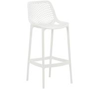 CLP Taburete de jardín Resistente al Clima Air, Silla de jardín con Respaldo, Taburete de Barra Resistente a UV de plástico fácil de cuidar | Color Blanco