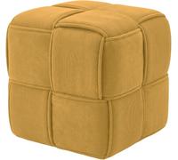 CLP Taburete de Pana Forinta, diseño Moderno Cuadrado, cómodo reposapiés y Asiento cúbico para salón y Dormitorio | Color Amarillo