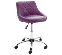 CLP Taburete De Trabajo Lazio con Ruedas En Simil Cuero o Tela I Silla De Oficina Regulable En Altura & Giratoria, Color:Violeta, Material:Cuero Sintetico