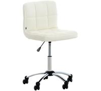 CLP Taburete de Trabajo Medica Regulable en Altura con Respaldo y Ruedas, Silla ergonómica giratoria 360°, tapizado Polipiel | Color Blanco