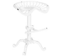 CLP Taburete Industrial Butch Metálico I Taburete Regulable En Altura I Taburete Alto con Asiento En Forma Semi-Curva I Color: | Color Blanco Envejecido