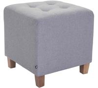 CLP Taburete Puff Bajo Pharao Tapizado En Tela & Altura De Asiento 46cm I Taburete Reposapiés Acolchado, Color:Gris Claro