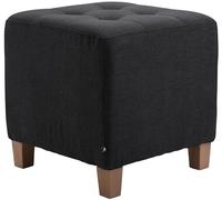CLP Taburete Puff Bajo Pharao Tapizado En Tela & Altura De Asiento 46cm I Taburete Reposapiés Acolchado, Color:Negro