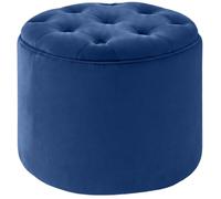 CLP Taburete Redondo con almacenaje Pantin, reposapiés Acolchado Terciopelo, diseño Chesterfield para Sala y Dormitorio | Color Azul