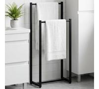 CLP Toallero sin Taladro Taunton Toallero de baño metálico Independiente Soporte para Toallas Estrecho con Dos Barras Color Negro