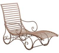 CLP Tumbona de jardín Amiens en hierro con reposabrazos 140x58x101 cm Marrón antiguo