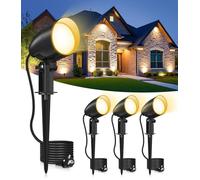 CLV Foco Proyector Exterior 20W, 7520LM Focos Exterior Jardín Blanco Cálido 2700K Lámpara de Césped Cuerpo de Aluminio IP66 Impermeable Luces LED Jardin con Enchufe EU para Camino Patio