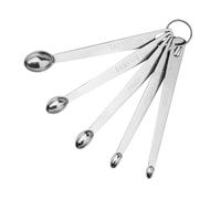 CLVEDU Juego de 5 cucharas medidoras, 1/4 cucharadita, 1/8 cucharadita, 1/16 cucharadita, 1/32 cucharadita, 1/64 cucharaditas, cucharas medidoras pequeñas de acero inoxidable para cocinar polvos de