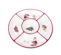 CM - Juego de Vajilla Cerámica de Navidad Menaje de Mesa Vajilla Navideña: Plato, Entremesera, Bandeja, Cuenco, cuchara, Tartera, Aceitera, Vinagrera, Saleros, Pimientero, Azucarero, Campana,,,